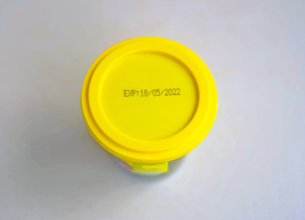 coconut jam container with expiry date printed on yellow cap