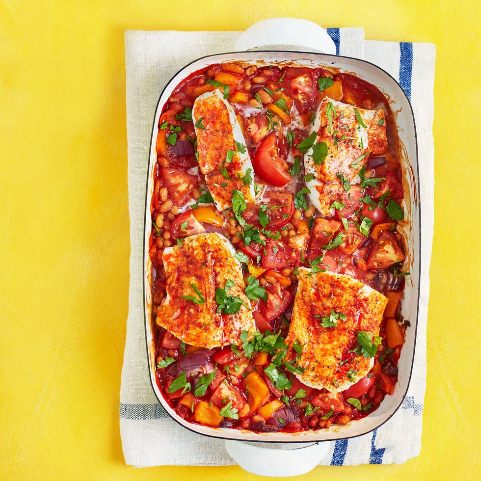 cod and spicy beans