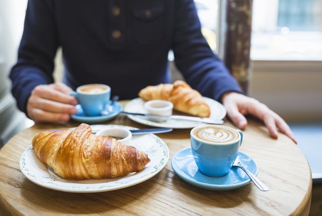 coffee and croissant french breakfast for two paris, france
