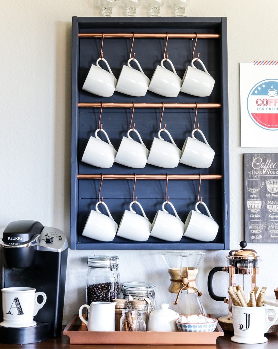 coffee bar ideas mug organizer