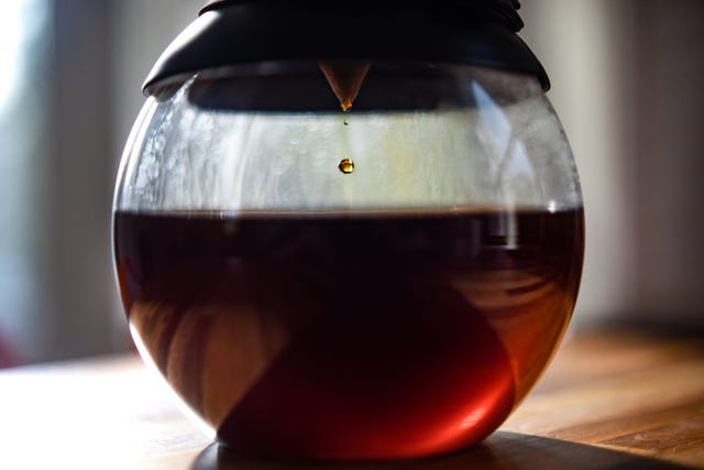 coffee dripping while brewing coffee