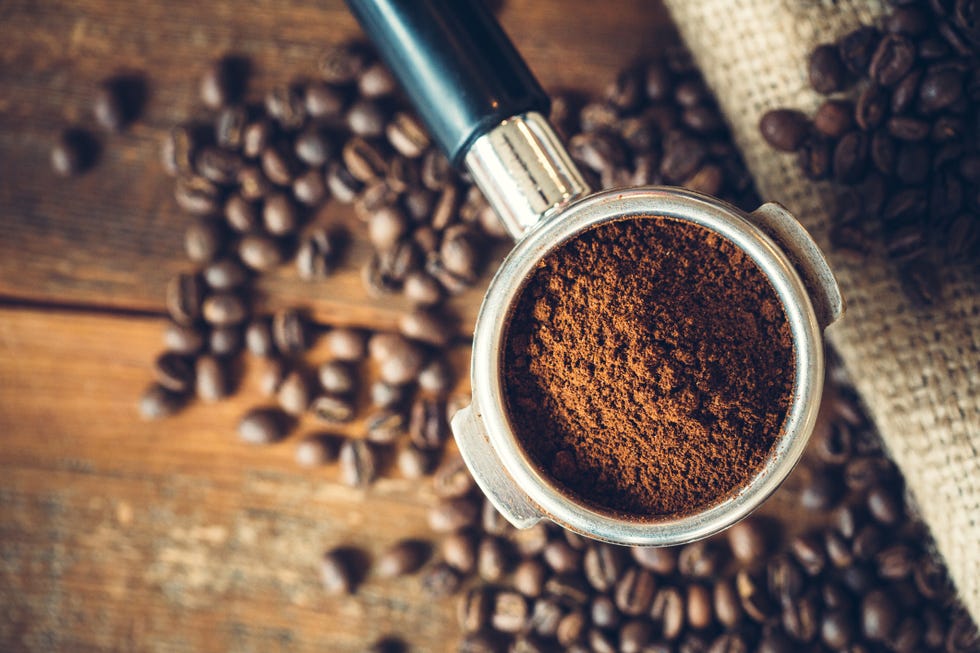 coffee ground in portafilter for espresso