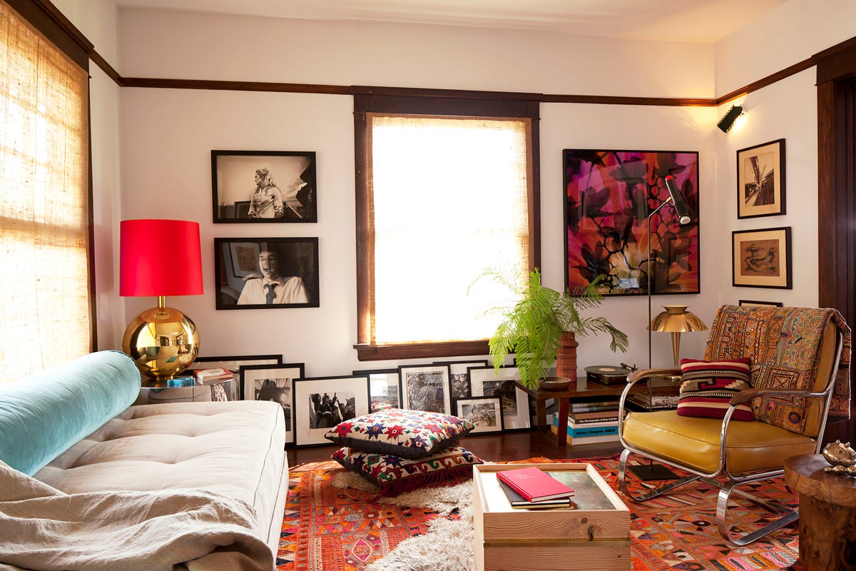 Set of wooden nesting tables used as a coffee table alternative