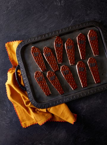 coffin ice cream sandwiches on a tray