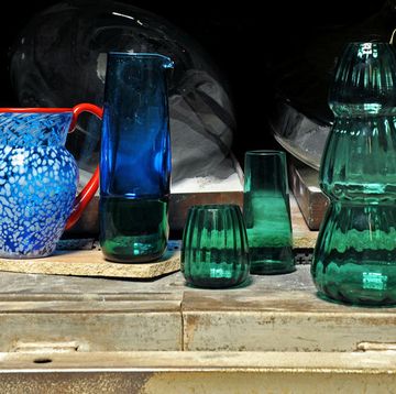Blue, Glass, Serveware, Drinkware, Teal, Majorelle blue, Aqua, Turquoise, Still life photography, Pottery, 