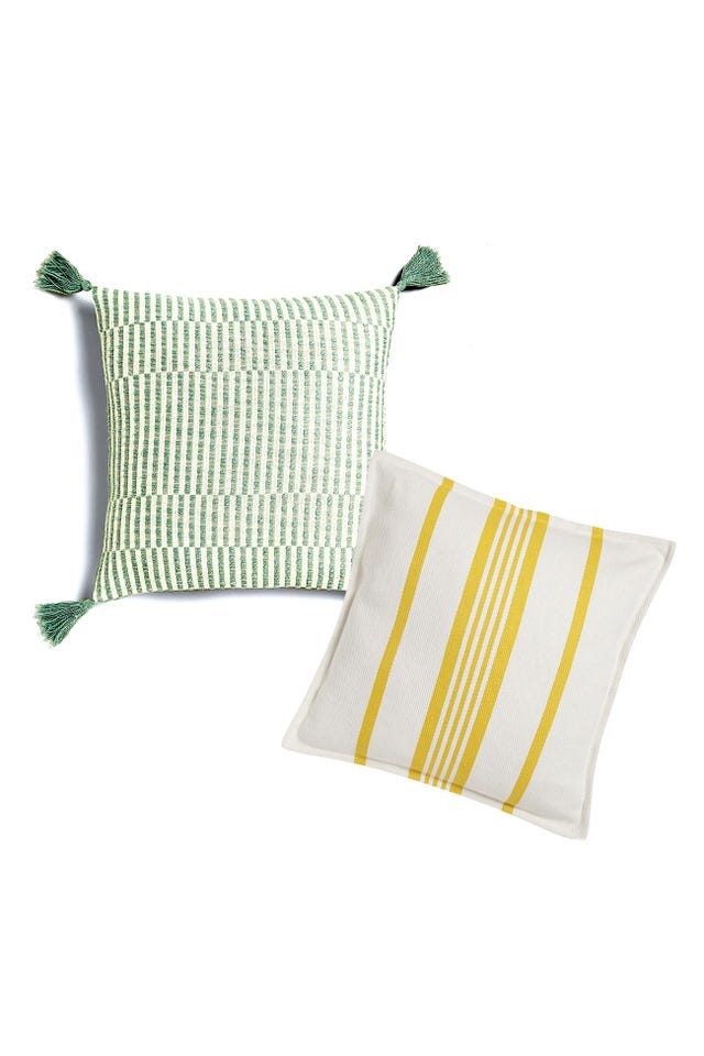 cojines a rayas amarillo y verde
