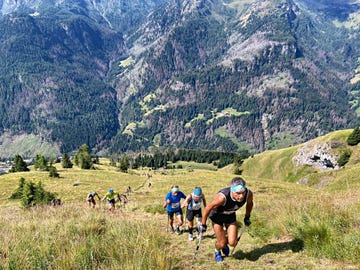 athletes participating in a mountain running event