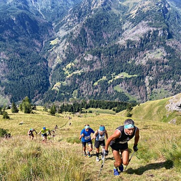 athletes participating in a mountain running event athletes participating in a mountain running event