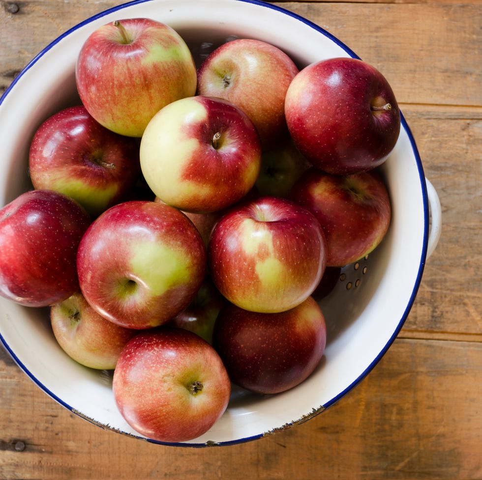 colander full of empire apples with copy space