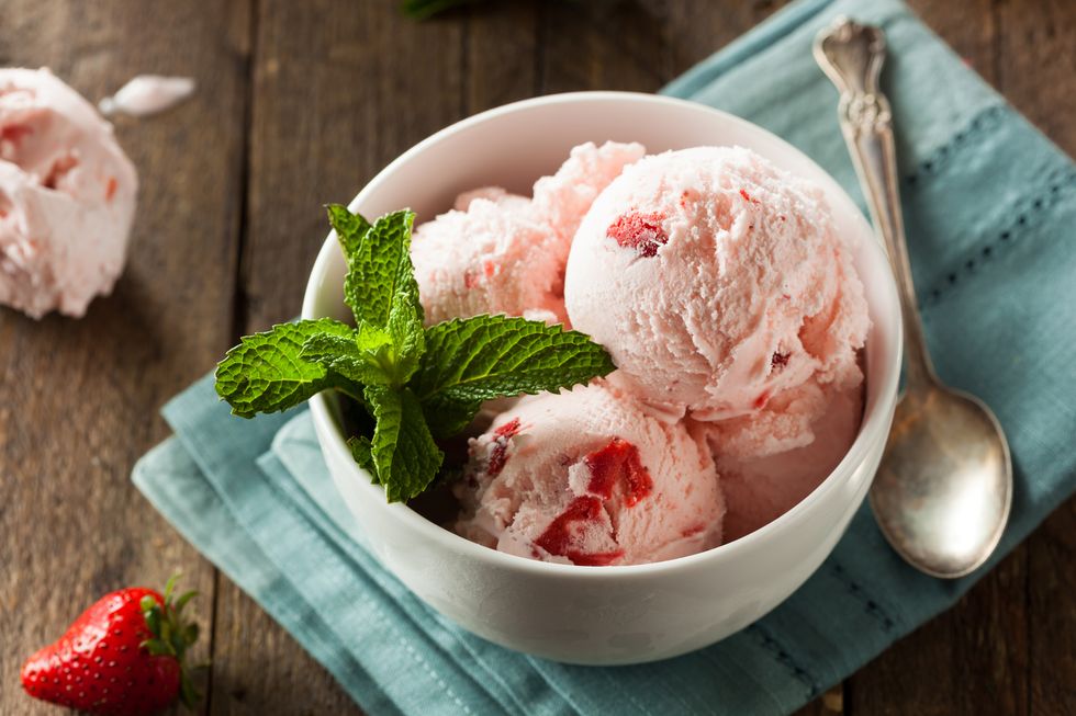 cold strawberry ice cream