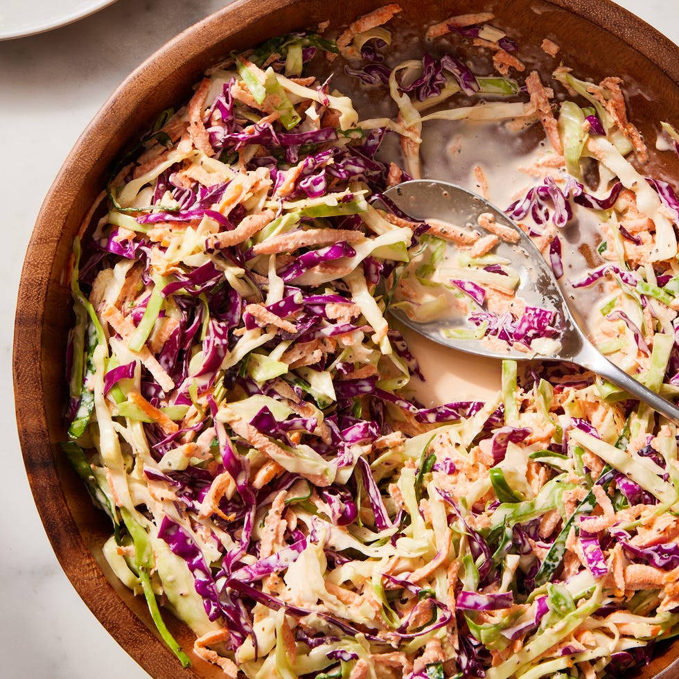classic coleslaw tossed in a creamy, mayo based dressing