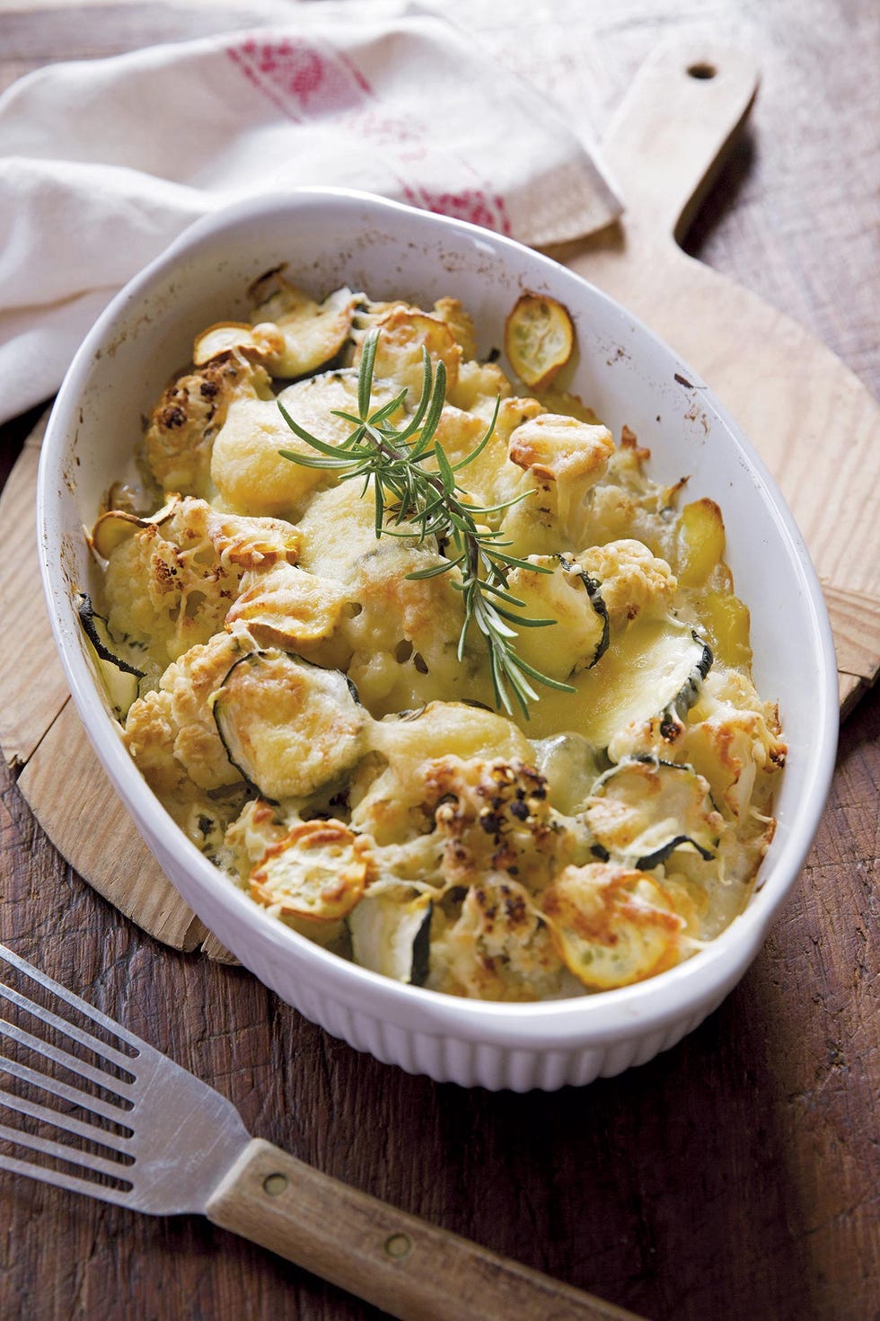 coliflor y calabacín al horno