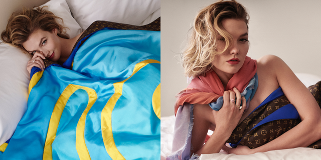 這條Louis Vuitton彩色棉被和絲巾真的太美了！超模Karlie Kloss夏天裸睡只蓋它
