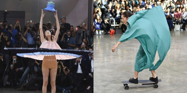 【巴黎時裝週】三宅一生 Issey Miyake 吊鋼絲為模特兒「穿衣服」！現場芭雷舞者、滑板女孩旋轉到飛起來！