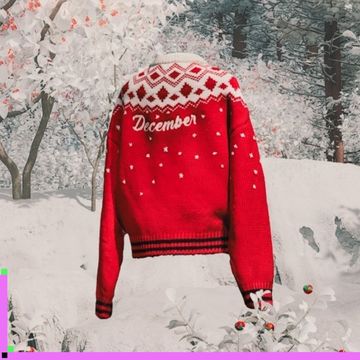 prada 為了慶祝聖誕節，在12月推出第七個 timecapsule nft 系列！有別於以往 timecapsule nft，這次的顏色使用大膽的紅色，以聖誕毛衣為核心，紅色基底加上白色雪花，底部和袖口處加上黑色條紋及縮口設計，帶有 prada 標誌和刺繡技術製成的「december」字樣。
