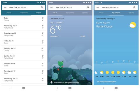 google weather app for smartphones screenshots