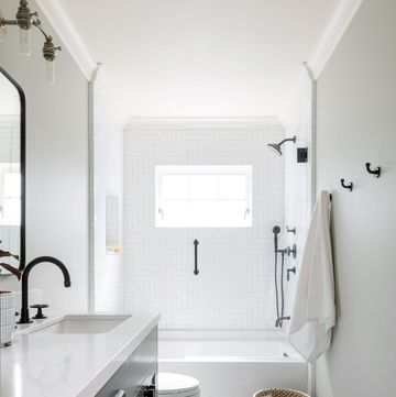 white and black tile bathroom