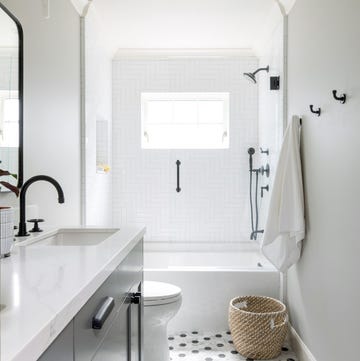 white and black tile bathroom