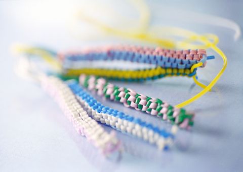 collection of braided plastic threads