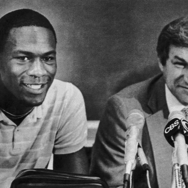 michael jordan and coach dean smith at news conference