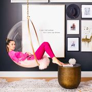 Pink, Interior design, Picture frame, Physical fitness, Circle, Balance, 