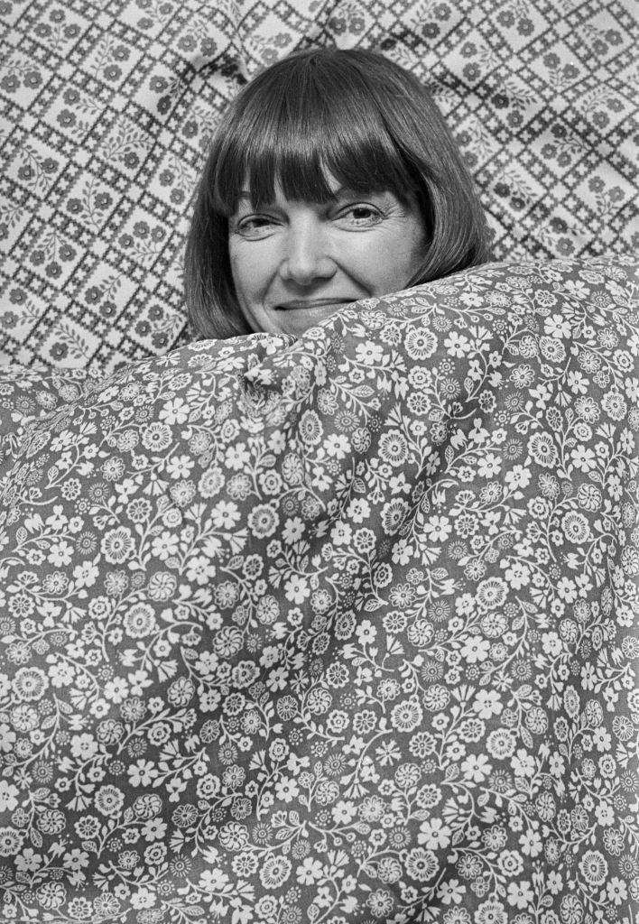 british fashion designer mary quant publicises her range of bed linen at a store, uk, 27th february 1974  photo by evening standardhulton archivegetty images