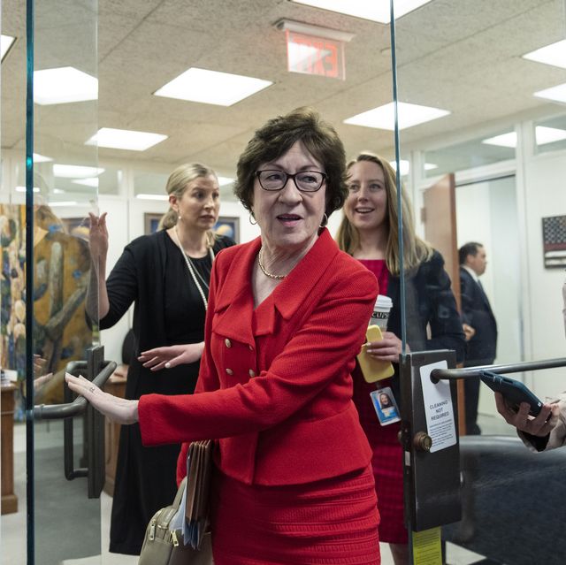 washington, dc   june 22 sen susan collins r me leaves a bipartisan meeting of senators in the office of sen kyrsten sinema d az on capitol hill june 22, 2021 in washington, dc the senate will hold a procedural vote on the for the people act later on tuesday, a voting rights bill championed by democrats in congress photo by drew angerergetty images
