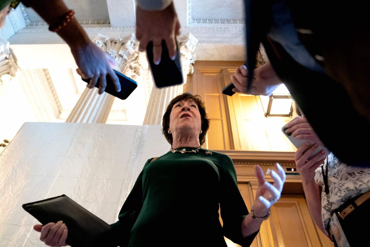 us senator susan collins, republican of maine, speaks to reporters during a roll call vote at the us capitol in washington, dc, on may 10, 2022 photo by stefani reynolds  afp photo by stefani reynoldsafp via getty images