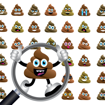 poop emoji with magnifying glass