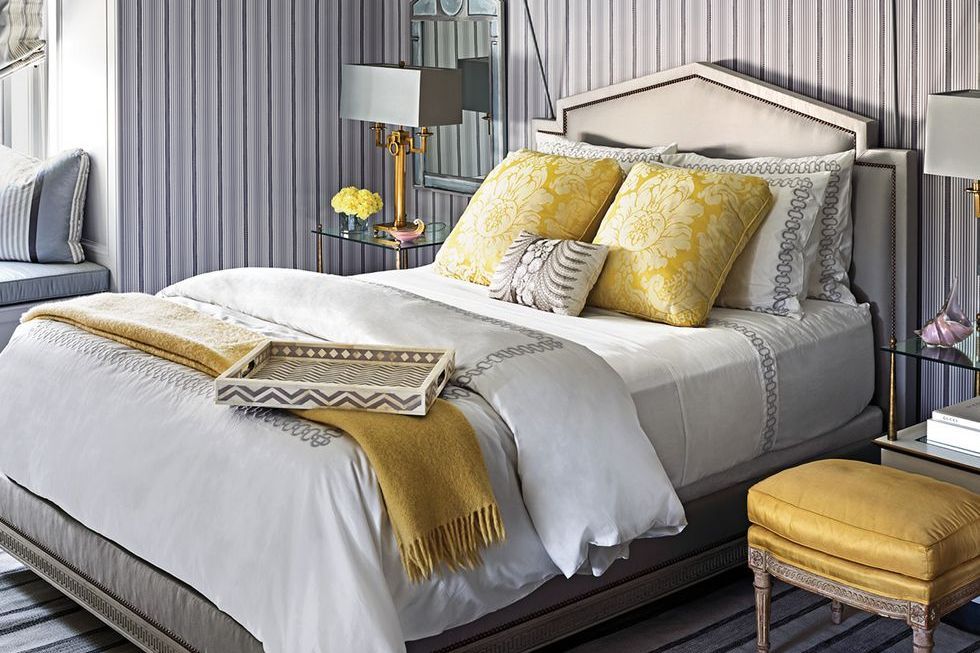 Bed, Bedroom, Bed sheet, Furniture, Bedding, Yellow, Bed frame, Room, Duvet cover, Interior design, 