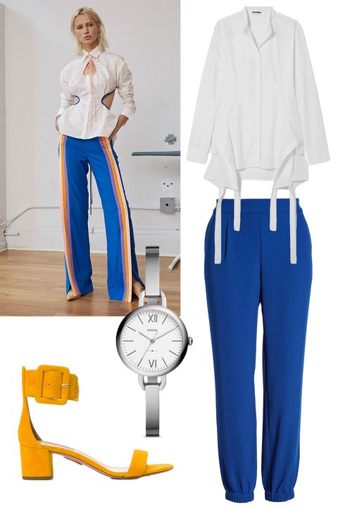 Clothing, Blue, White, Electric blue, Footwear, sweatpant, Cobalt blue, Trousers, Workwear, Jeans, 