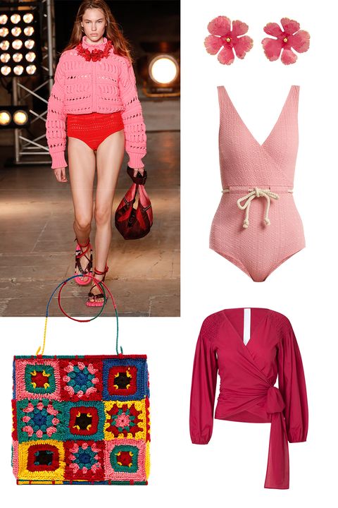 Clothing, Pink, Red, Fashion, Neck, Footwear, Outerwear, Dress, Shorts, Magenta, 