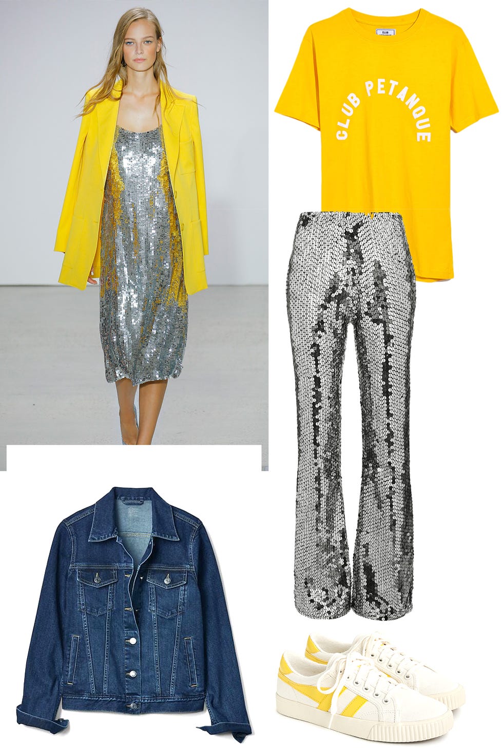 Clothing, Yellow, Jeans, Outerwear, Denim, Fashion, Sleeve, Footwear, Pattern, Design, 