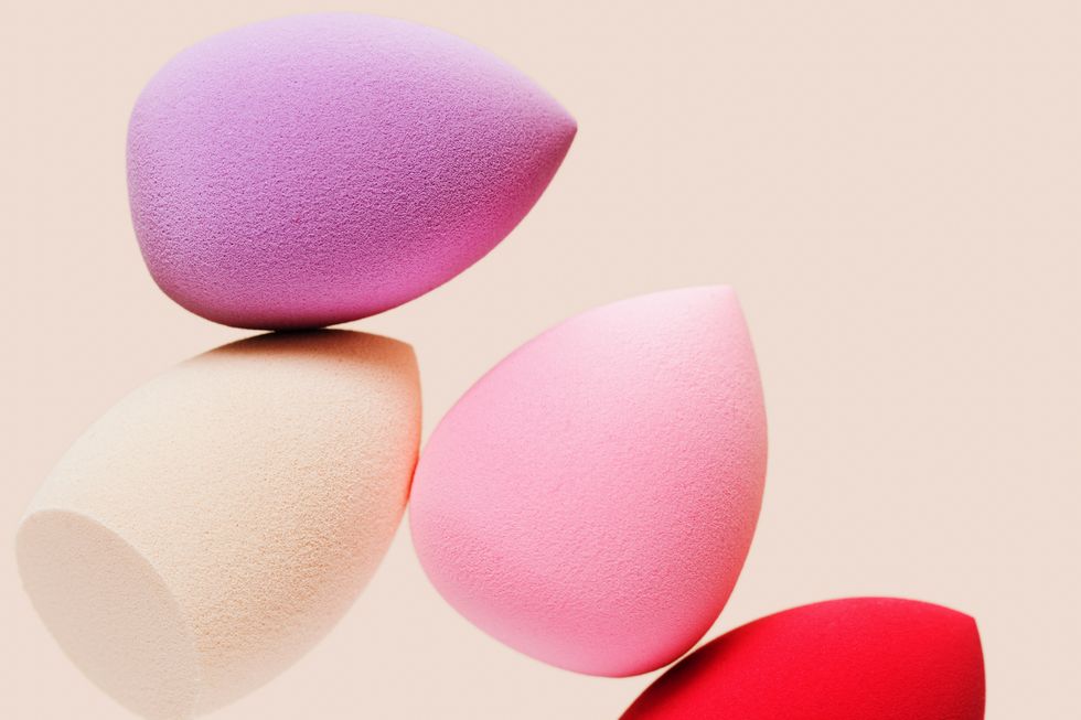 colored cosmetic beauty blender sponges red and pink colored sponges different shape