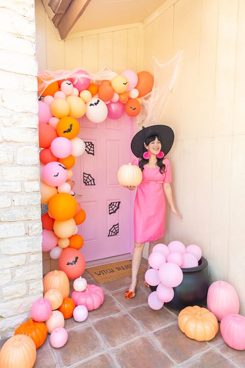 colorful balloon halloween door