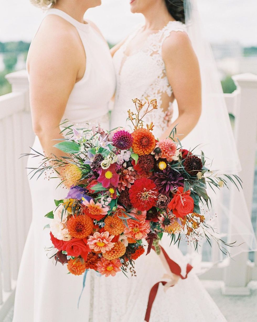 colorful fall wedding bouquet