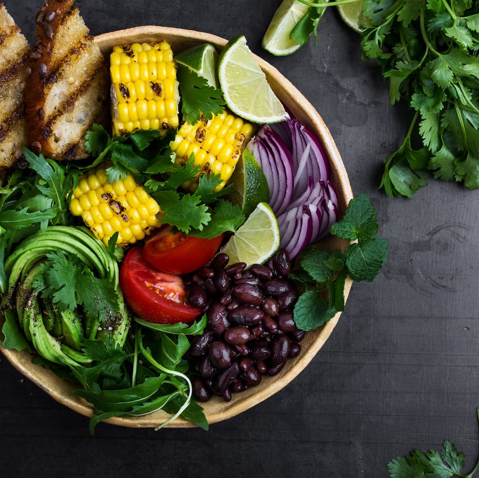 colorful healthy vegan meal salad bowl