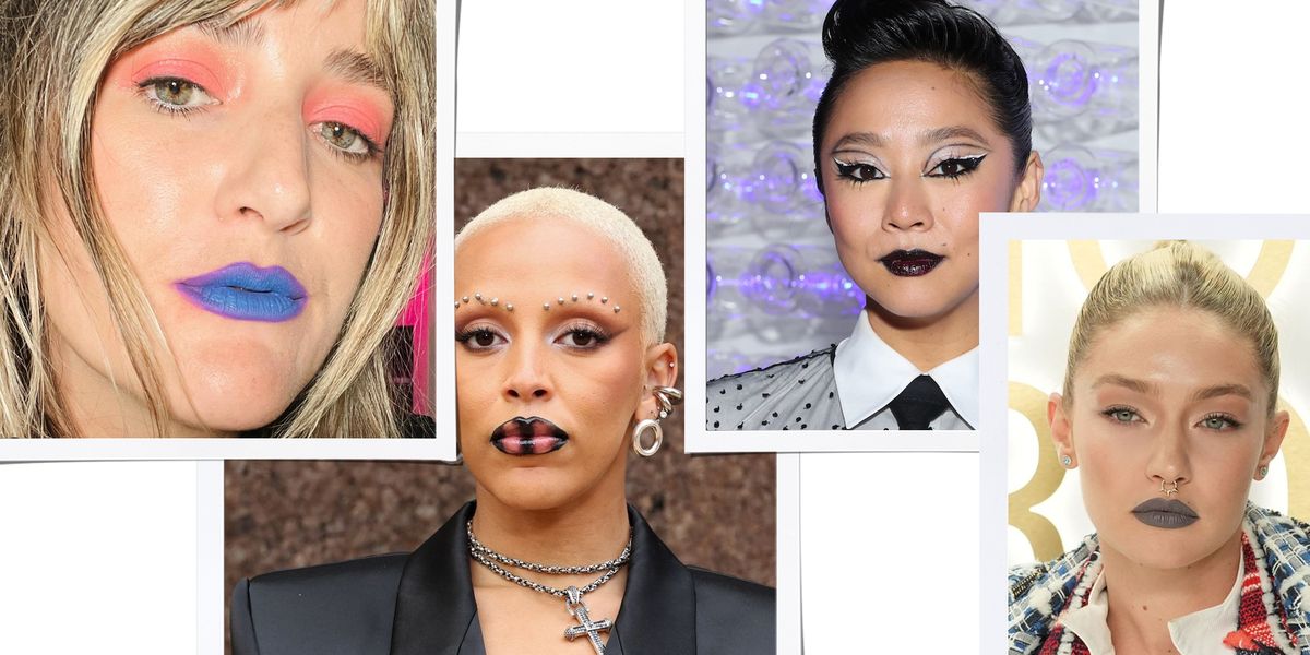 colorful black and blue lipstick celebrity inspiration weird girl lip trend