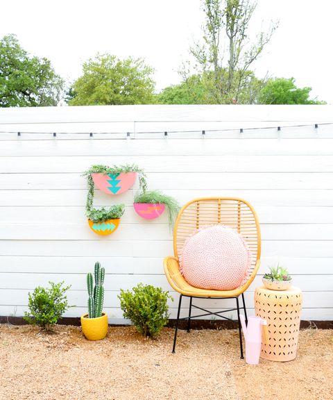colorful outdoor wall diy planters