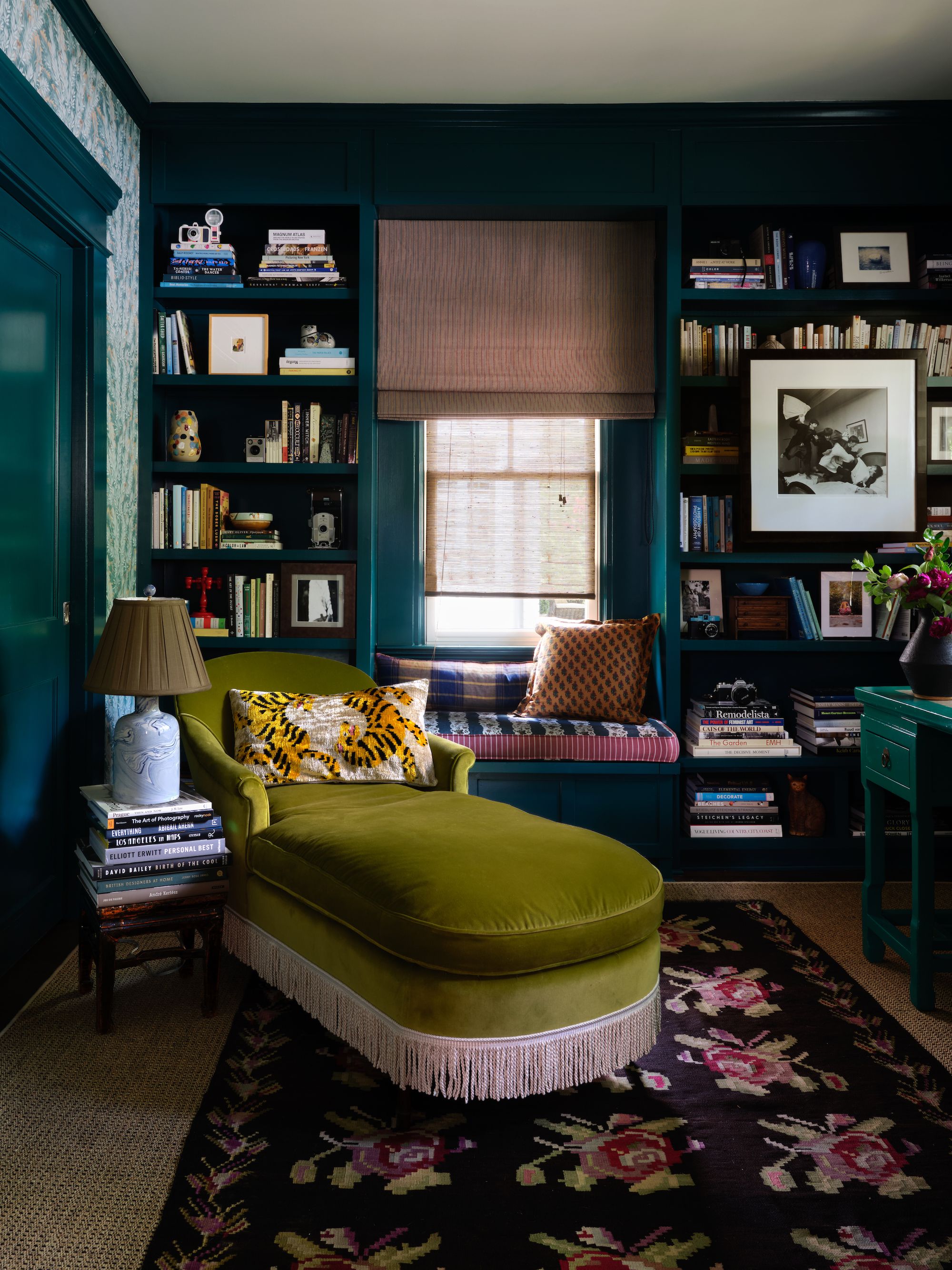 My Green Living Room with Dark Green Paint - Bigger Than the Three of Us