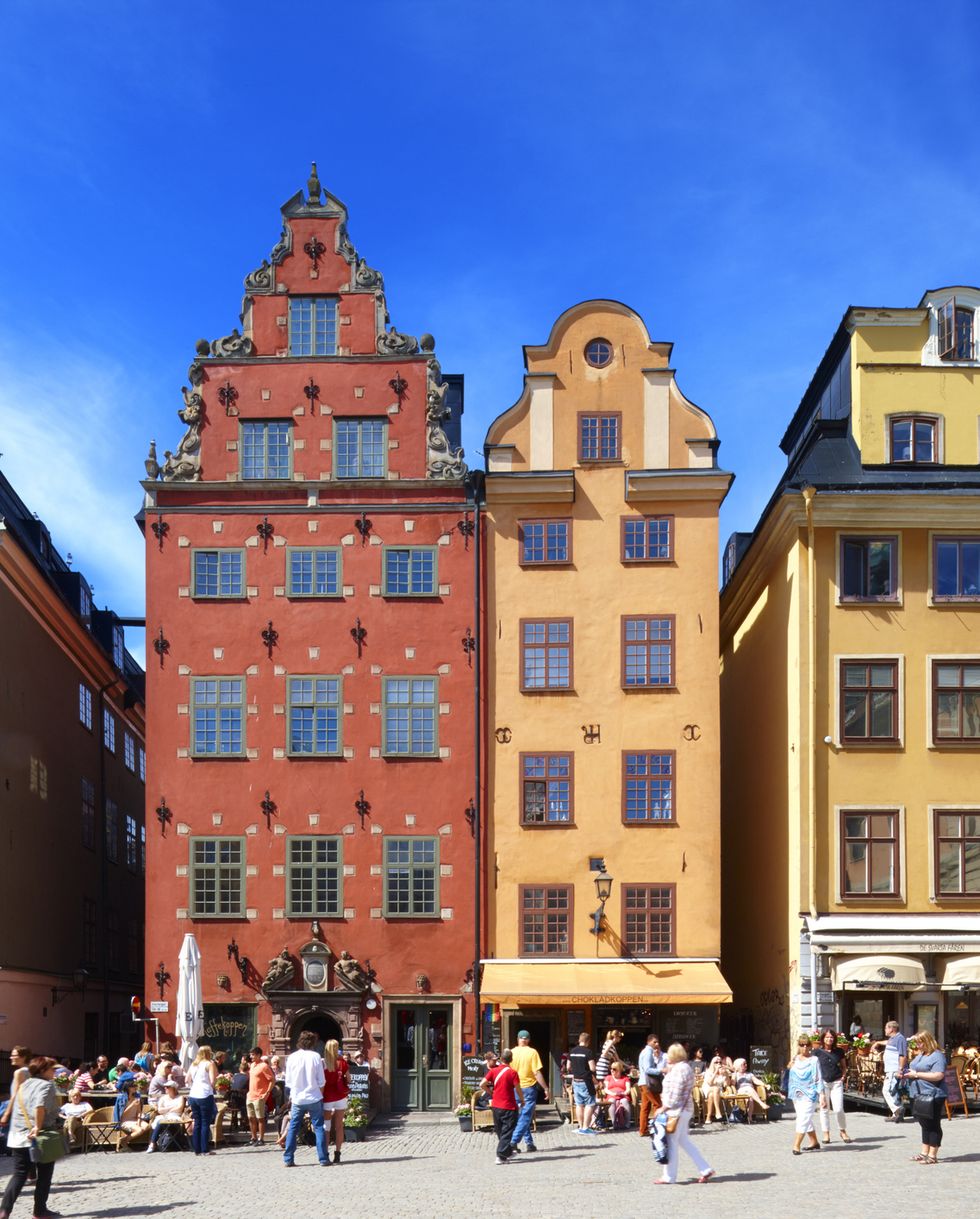 colourful buildings stortorget, stockholm, sweden