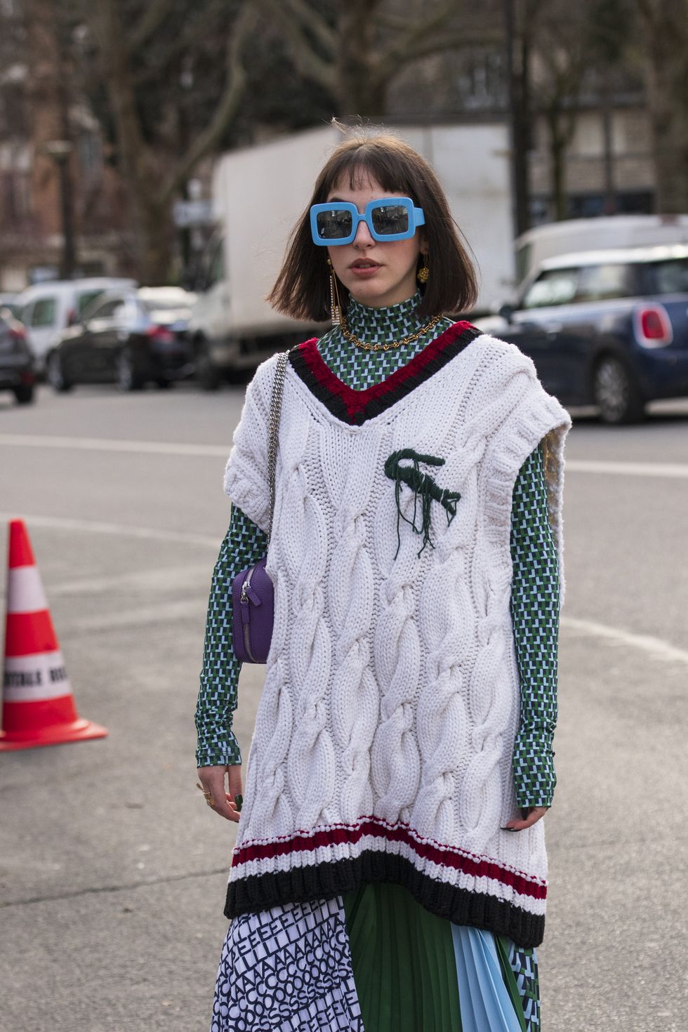 paris, france   march 03 digital influencer julia comil wears a nanushka jumpsuit, victoria beckham shirt, longchamp hair scarf on march 03, 2020 in paris, france photo by kirstin sinclairgetty images