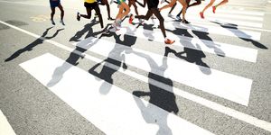 gold coast, australia   april 15  shadows of athletes as they compete in the mens marathon on day 11 of the gold coast 2018 commonwealth games at southport broadwater parklands on april 15, 2018 on the gold coast, australia  photo by cameron spencergetty images
