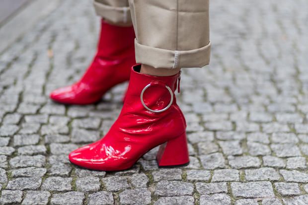 Footwear, Red, White, Street fashion, Shoe, Boot, Ankle, Pink, Fashion, High heels, 