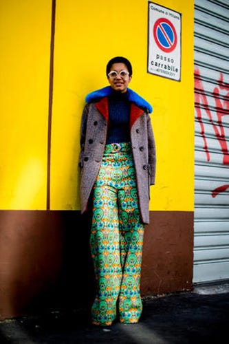 Yellow, Standing, Electric blue, Street fashion, Cobalt blue, Majorelle blue, Costume, Fashion design, Pajamas, Overall, 