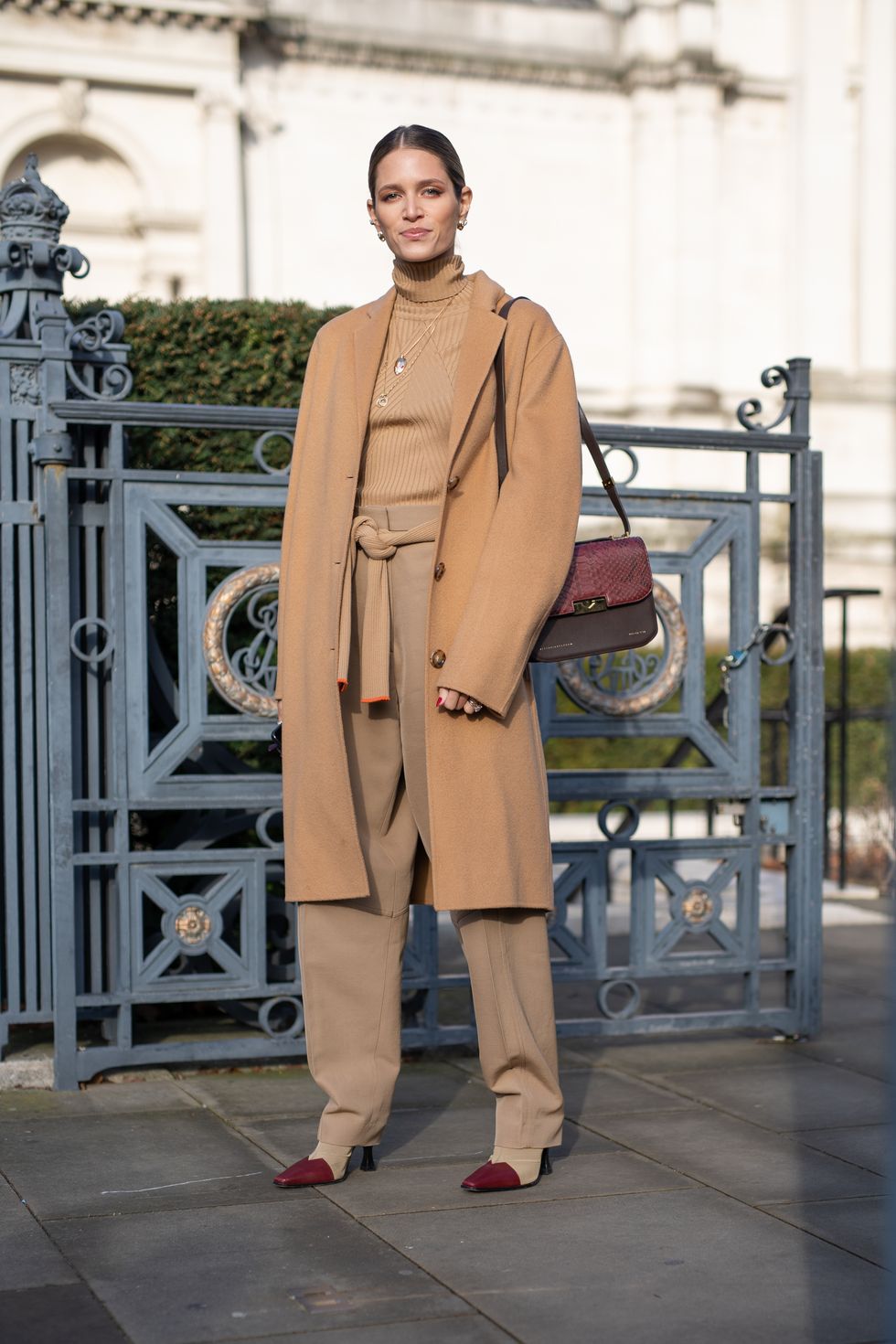 london, england   february 17 helena bordon is seen on the street during london fashion week february 2019 wearing victoria beckham on february 17, 2019 in london, england photo by matthew sperzelgetty images