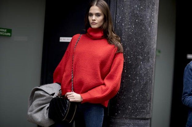 Red, Clothing, Fashion, Street fashion, Beauty, Shoulder, Outerwear, Design, Jeans, Model, 