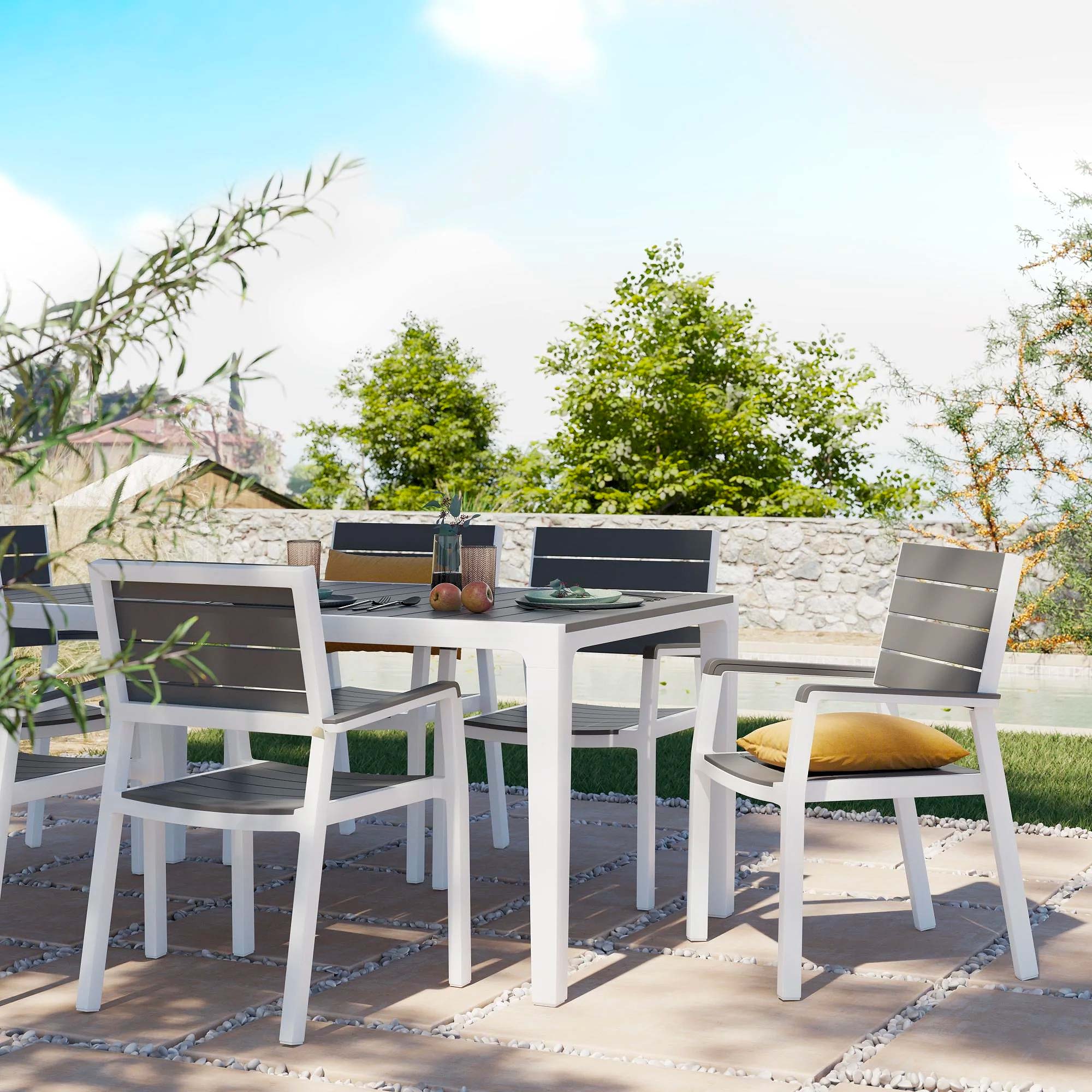 comedor exterior blanco