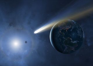 comet and earth illustration stargazing calendar