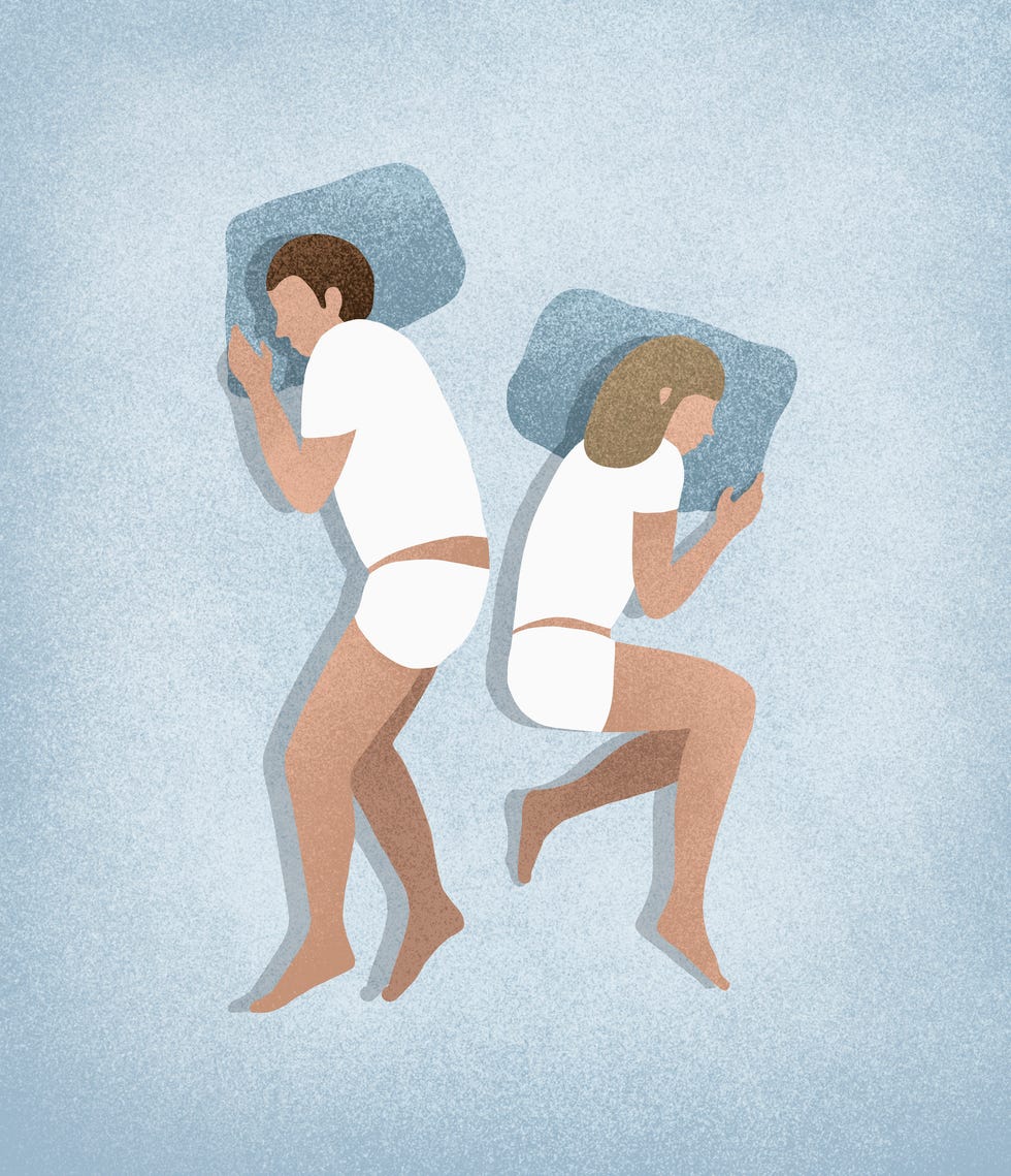 Comfortable couple sleeping in underwear and t-shirts